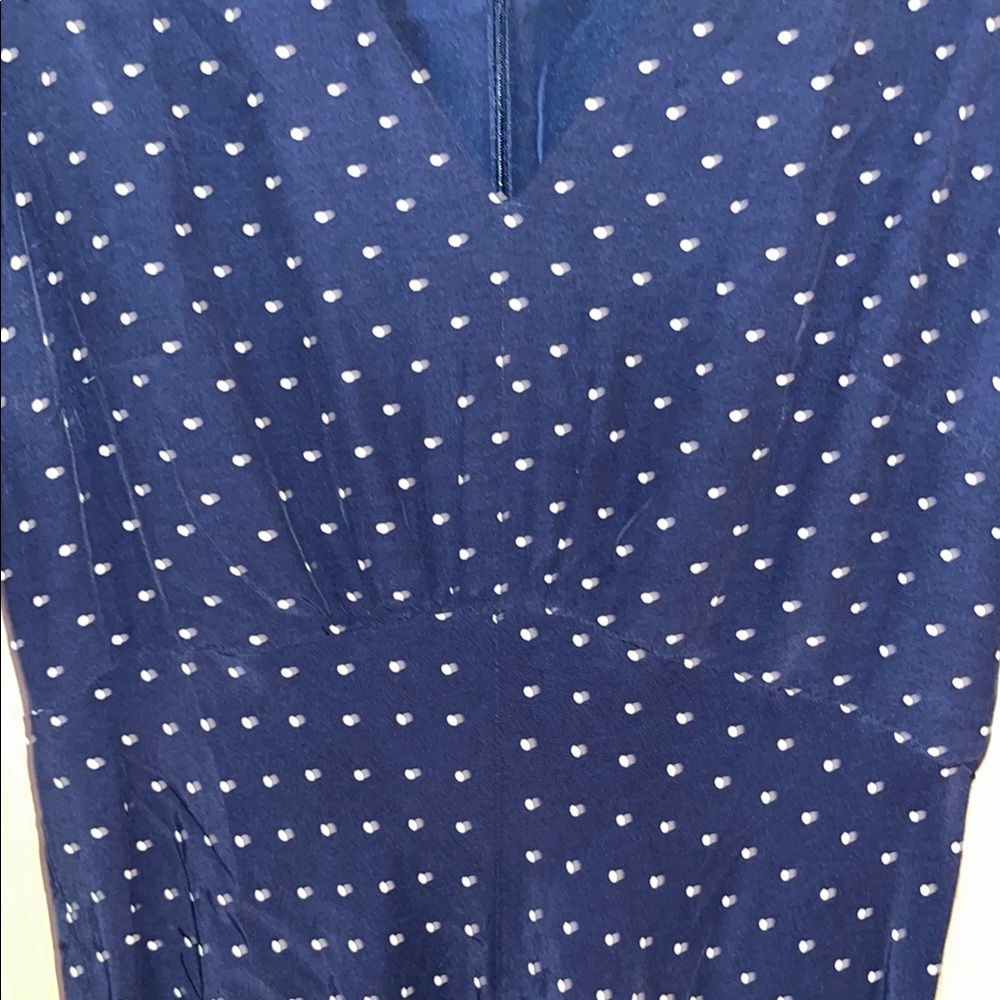 LOFT Blue Ruched Ruffled Midi Sundress - Picture 13 of 13
